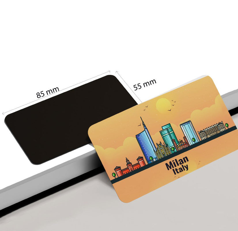 dhcrafts Rectangular Rubber Fridge Magnet / Magnetic Card Orange Italy Milan Design Pack of 1 (8.6cm x 5.4cm)